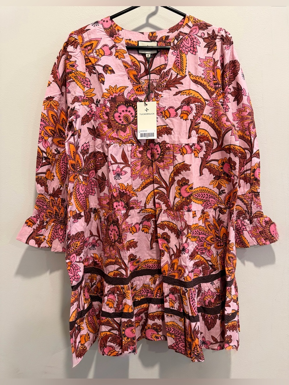 Tuckernuck Tnuck Beach Sunset Chintz Kenzo Size M Orange Pink Floral Mini Dress